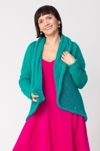 Lekki sweter wełniany damski Reneta - Ciemny Turkus