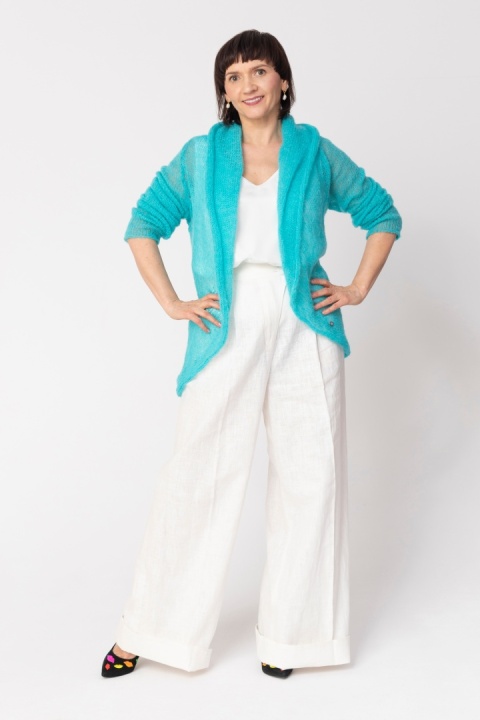 Lekki sweter mgła Reneta - Jasny Turkus