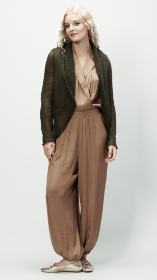 Lekki sweter wełniany damski Reneta - Khaki