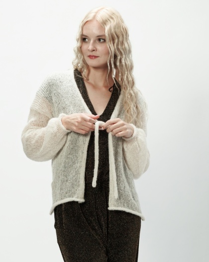 Alpaka sweter Viktoria - biel/złoto