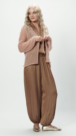 Alpaka sweter Viktoria - jasny róż/złoto