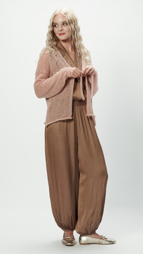 Alpaka sweter Viktoria - jasny róż/złoto