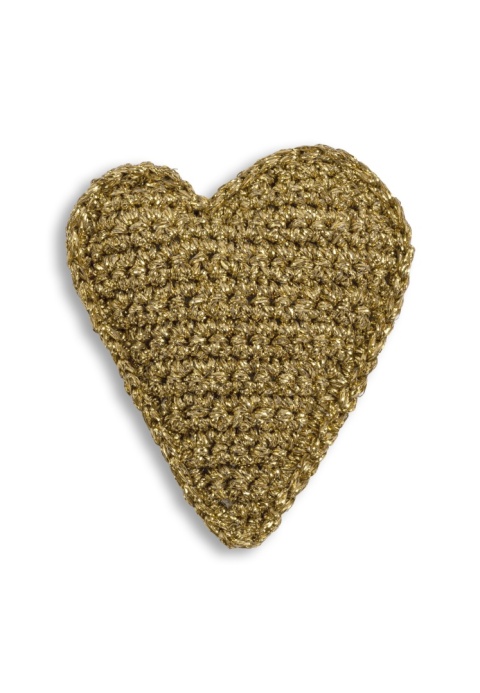Broszka szydełkowe Serce - złote