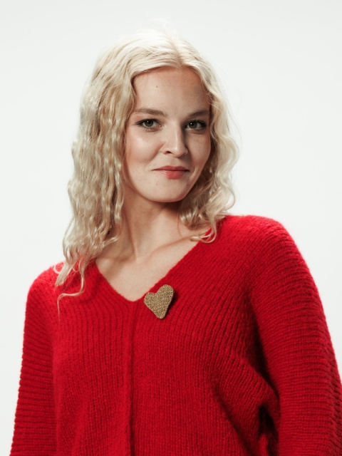 Broszka szydełkowe Serce - złote