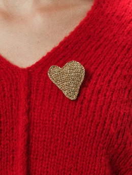 Broszka szydełkowe Serce - złote