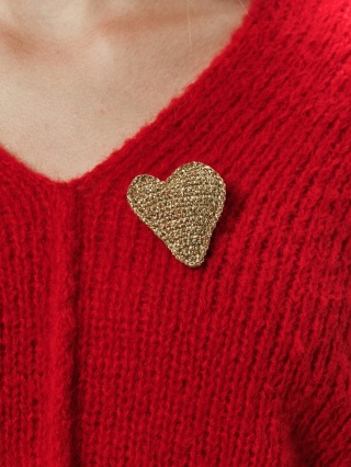 Broszka szydełkowe Serce - złote