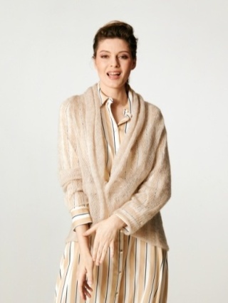 Lekki sweter wełniany damski Reneta - Beżowy