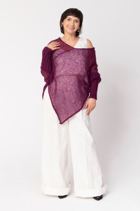 Lekkie ponczo mgła - Bakłażan