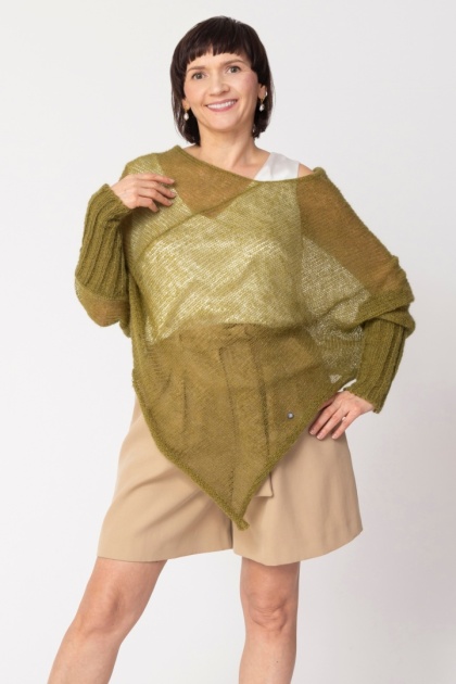 Lekkie ponczo mgła - Oliwkowy