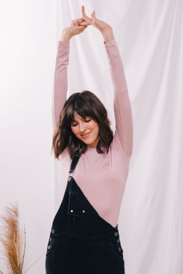 Longsleeve Z Piktogramem Jasny Różowy