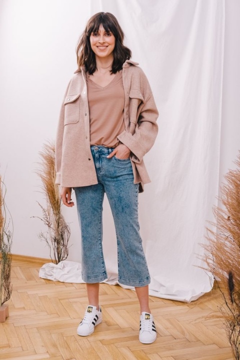 T-shirt Z Piktogramem Beżowy