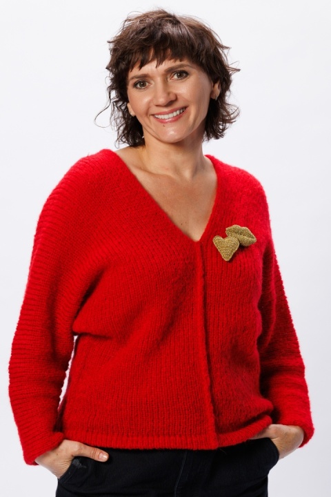 Broszka szydełkowe Serce - złote